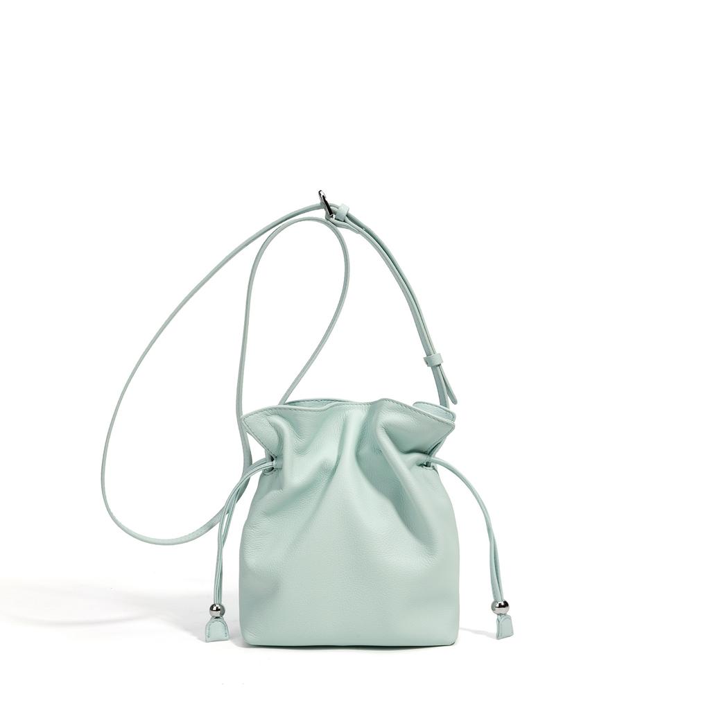 Early Spring Solid Color Leather Geometric Bag Mini Shoulder Bag Crossbody Small Square Bag Exquisite Cloud Bag