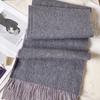 100 pure wool scarves for men's autumn and winter gray double-sided high-end gift boyfriend men's cashmere shawl