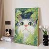 Diamond Painting Kit Cute Cat In Green Forest Full Drill Canvas Art Relaxing Handmade Craft Gift for Women and Adults DIY Home Wall Decor