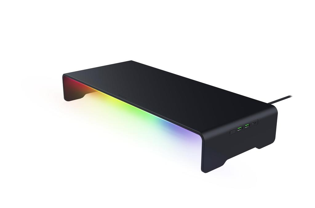 Razer Monitor Stand Chroma Monitor Stand 4 Port Hub HDMI Ports Ergonomic Comfort Height Made of Sturdy Aluminum Supports Devices up to 20 kg Storage