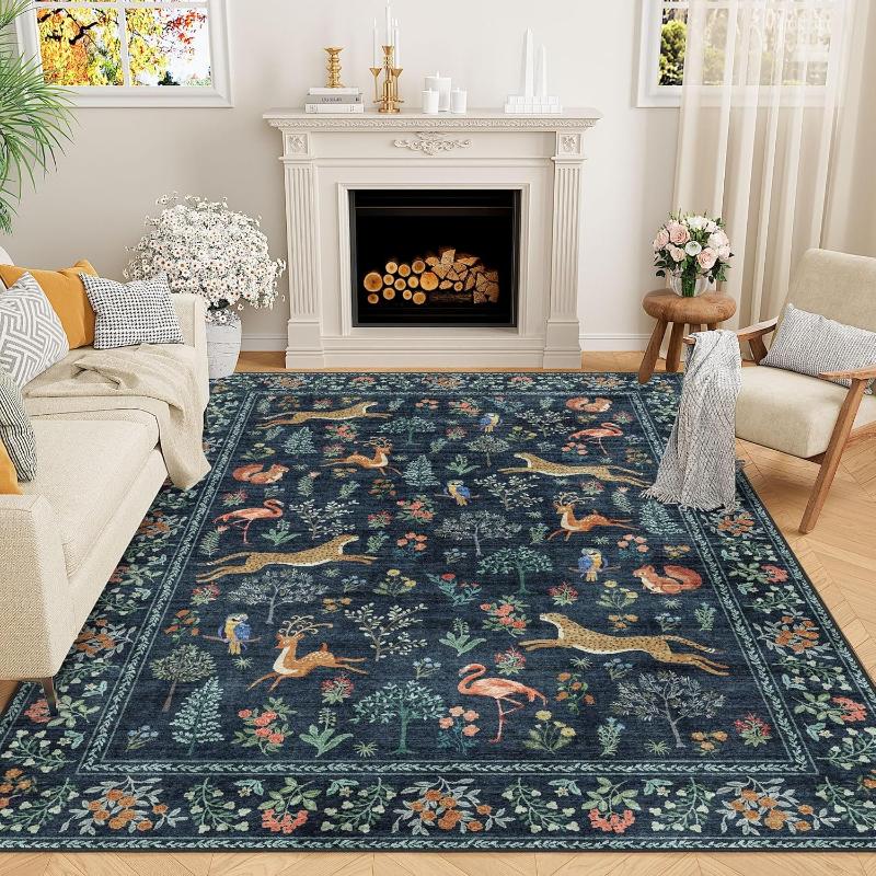 French Style Bedroom Decor Plush Carpet Fluffy Soft Carpets for Living Room Flower Pattern Lounge Floor Mat Thicken Washable Rug