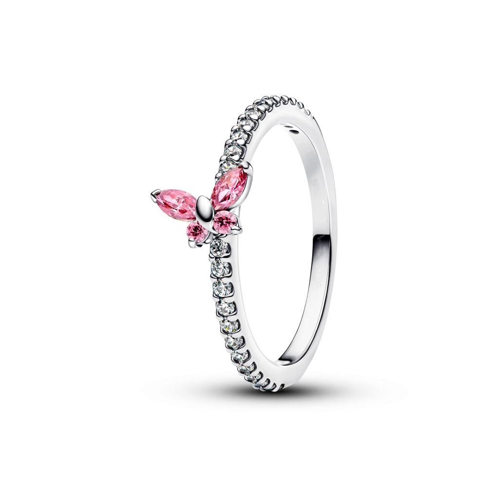 Heart-shaped Butterfly Flower Ring, Suitable for European Women's Exquisite Charm Jewelry Gifts