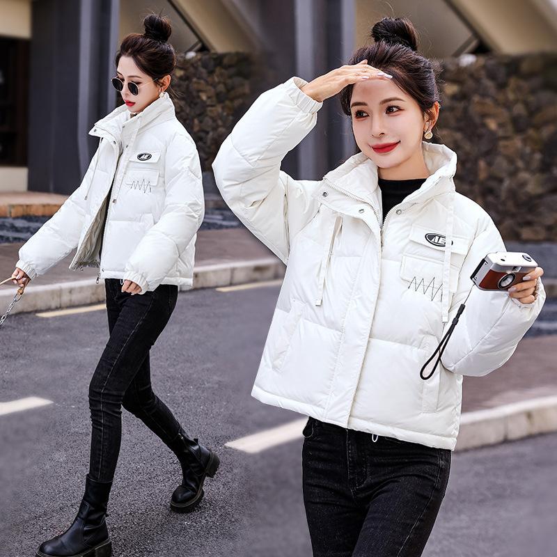 2025 Short Down Cotton Jacket Loose New Padded Jacket Women's Fashion Korean Version Winter Thickened Hooded Cotton Jacket Women's Bread