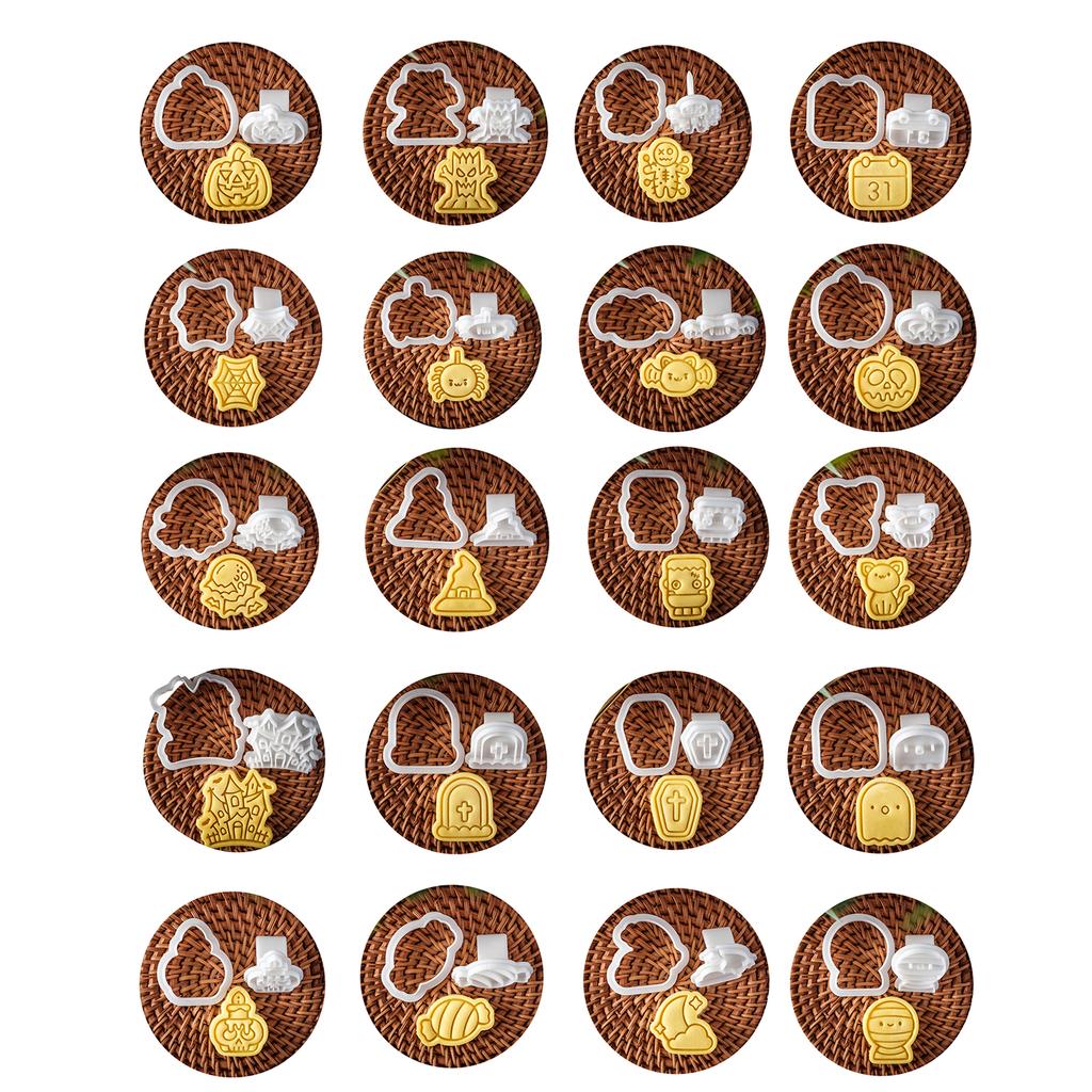 Biscuit Cookie Plunger Cutters Sugarcraft Cake Decorating Tools Halloween Themed Cookie Cutter Set Easy To Clean Durable