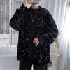 Spring and Autumn Black Starry Sky Elastic Draping Shirt Men's Casual Loose Outer Wear Shiny Shirt Youth Fashion Cardigan