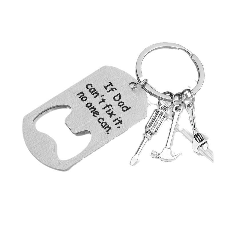 Stainless Steel Bottle Opener Keychain - DIY Engraving Bag Pendant Gift for Father's Day
