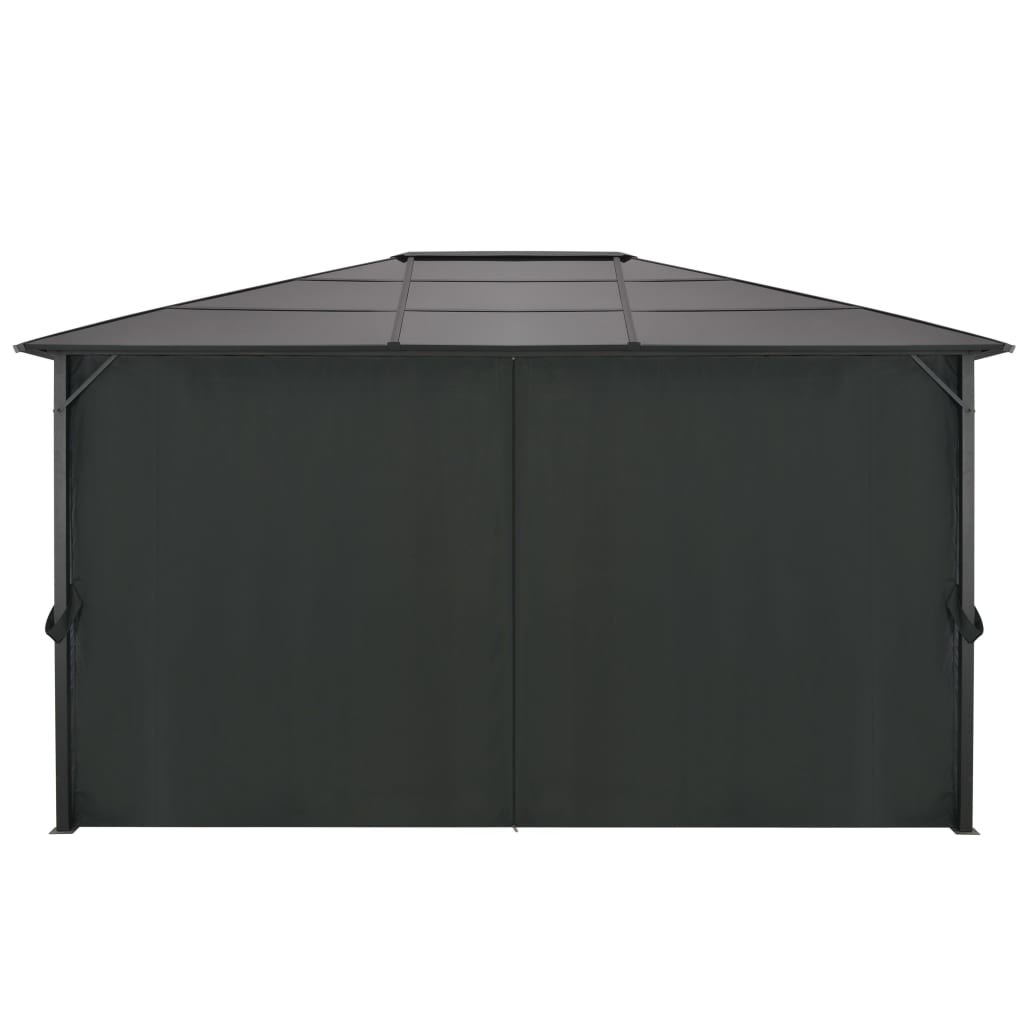 Garden Pavilion with Curtains Aluminum 4*3*2.6 m Black