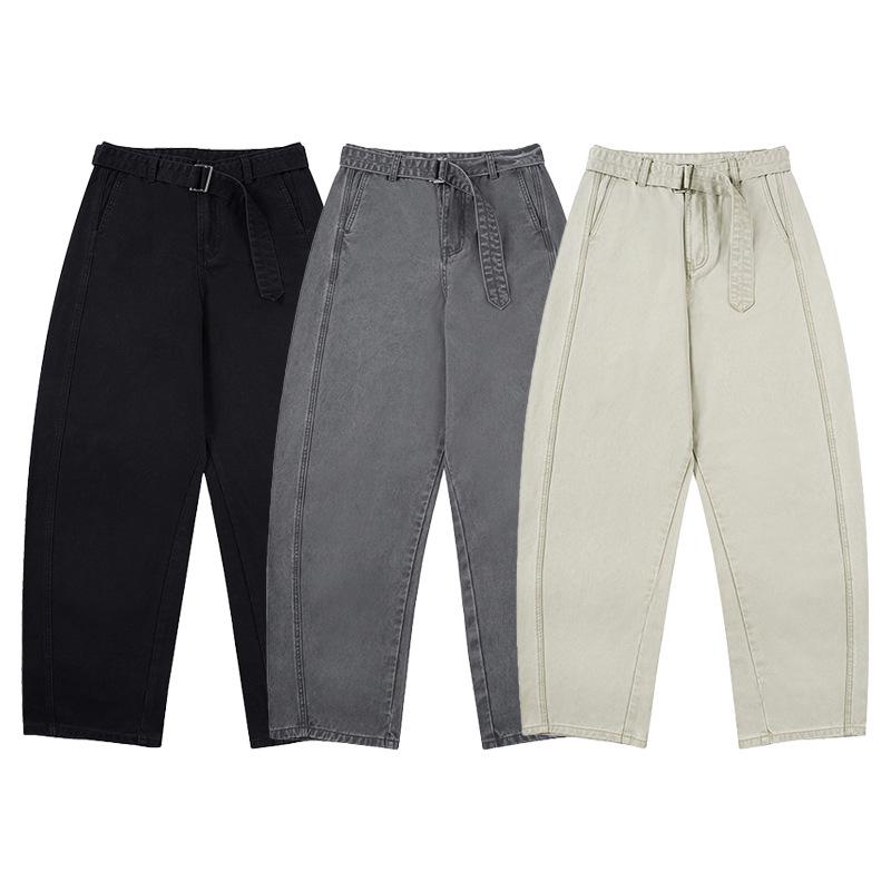 LKTM Unisex Wide-Leg Pure Cotton Stone Wash Casual Pants