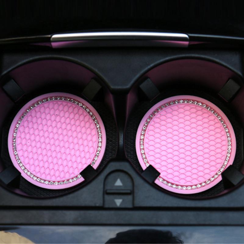 Auto-Wasserbecherhalter, rutschfeste Gummimatte mit Diamant-Strass für Flaschenhalter, Untersetzer, rutschfeste Getränkehalter für den Autoinnenraum