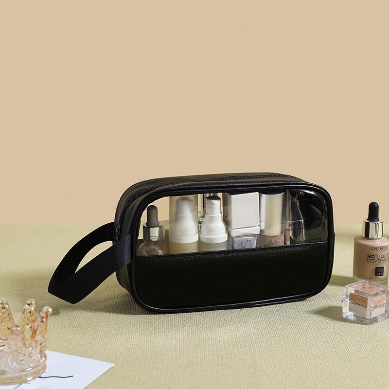 New PVC Makeup Bag - Semi-Transparent Waterproof Travel Toiletry Bag Large Capacity Pouch for Bathroom Essentials & on-the-Go
