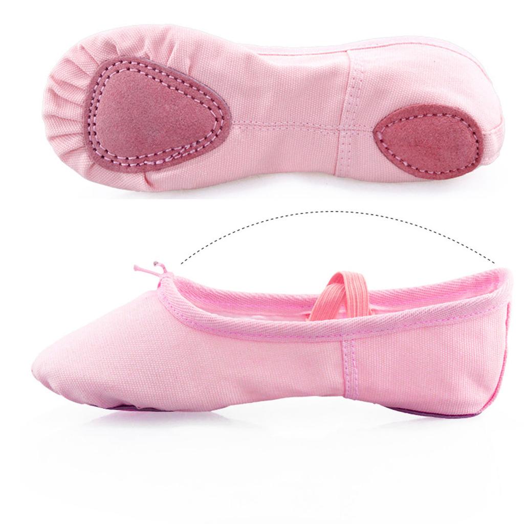 Ballett-Schläppchen Tanzschuh Canvas Ballett Yoga Tanzschuhe mit weichen Ledersohlen für Kinder Kleinkinder Jungen Mädchen Rosa