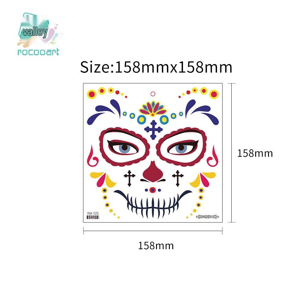 Autocollants de Tatouage Faciale Halloween & Jour des Morts Transfrontaliers - Autocollants Maquillage de Fête Florale