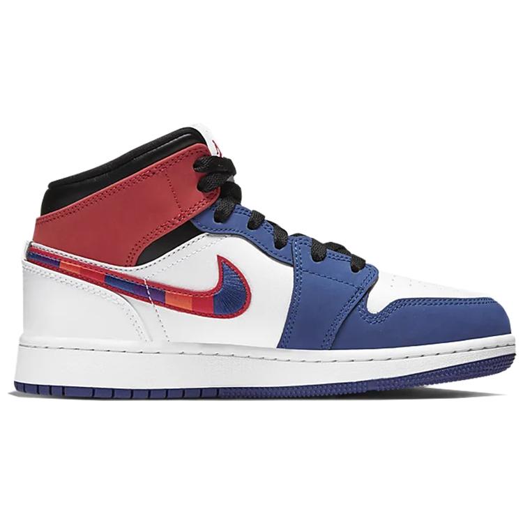 New Jordan 1 Mid Rush Blue University Red GS BQ6931-146