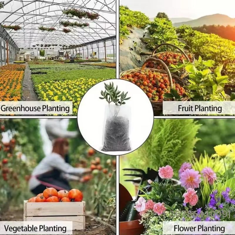 100-Pack Non-Woven Fabric Plant Pots Biodegradable Grow Bags for Vegetables, Flowers, and Tree Seedlings, & Transplant Directly