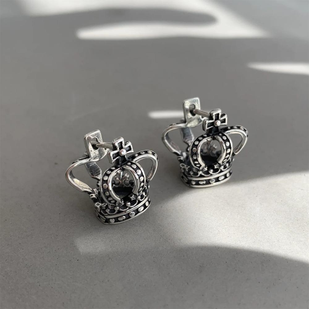 Vintage Crown Ladies Stud Earrings Jewelry For Women Double Layer Earrings Allergy Free
