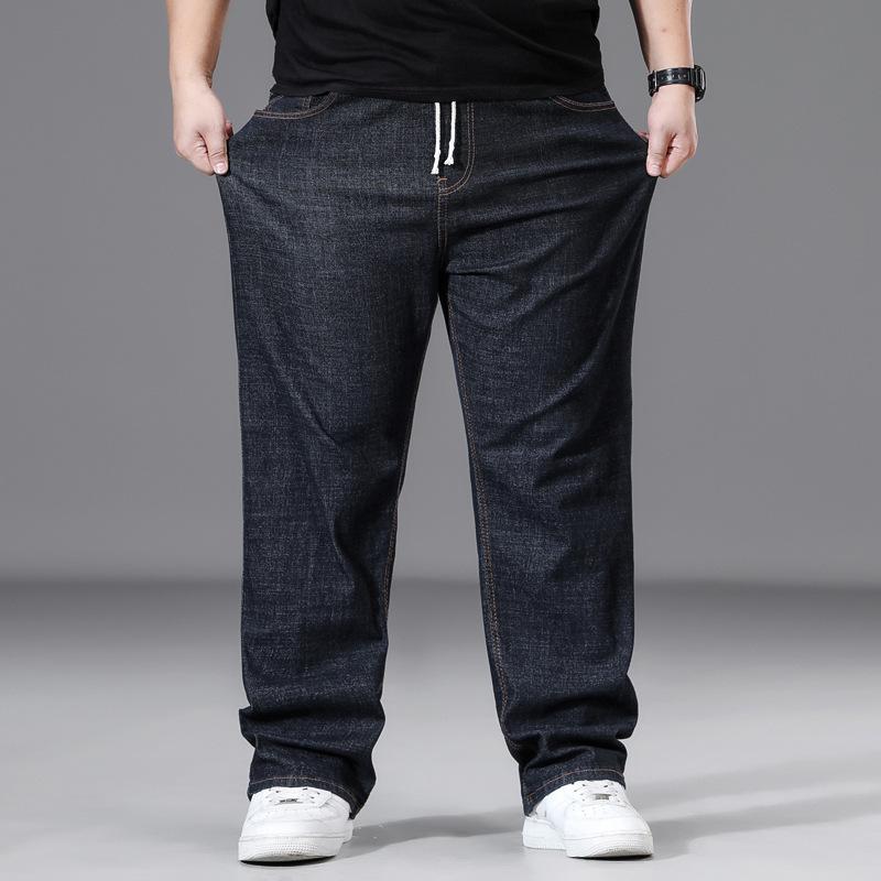 Pantaloni da Uomo Taglie Forti Gamba Dritta Vestibilità Rilassata Colore Unito Vita Elasticizzata Gamba Larga