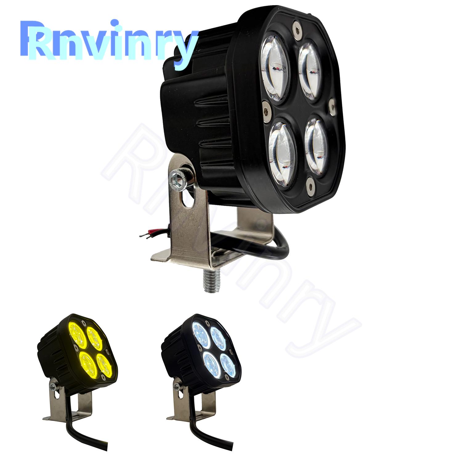 Car External LED Headlights Spotlights White Yellow 12V Mini Driving Light Fog Lights чёрный