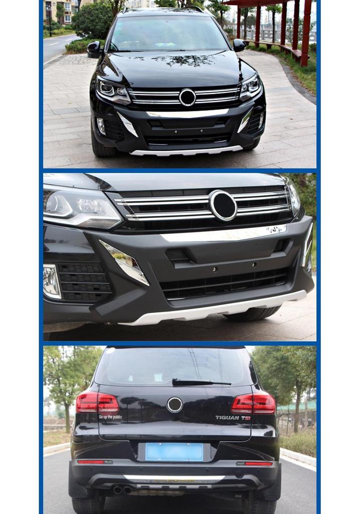 Fits 13 Tiguan models: front/rear bumpers; 15 models: front bumper guard; 16-18 models: front/rear bumper guards.