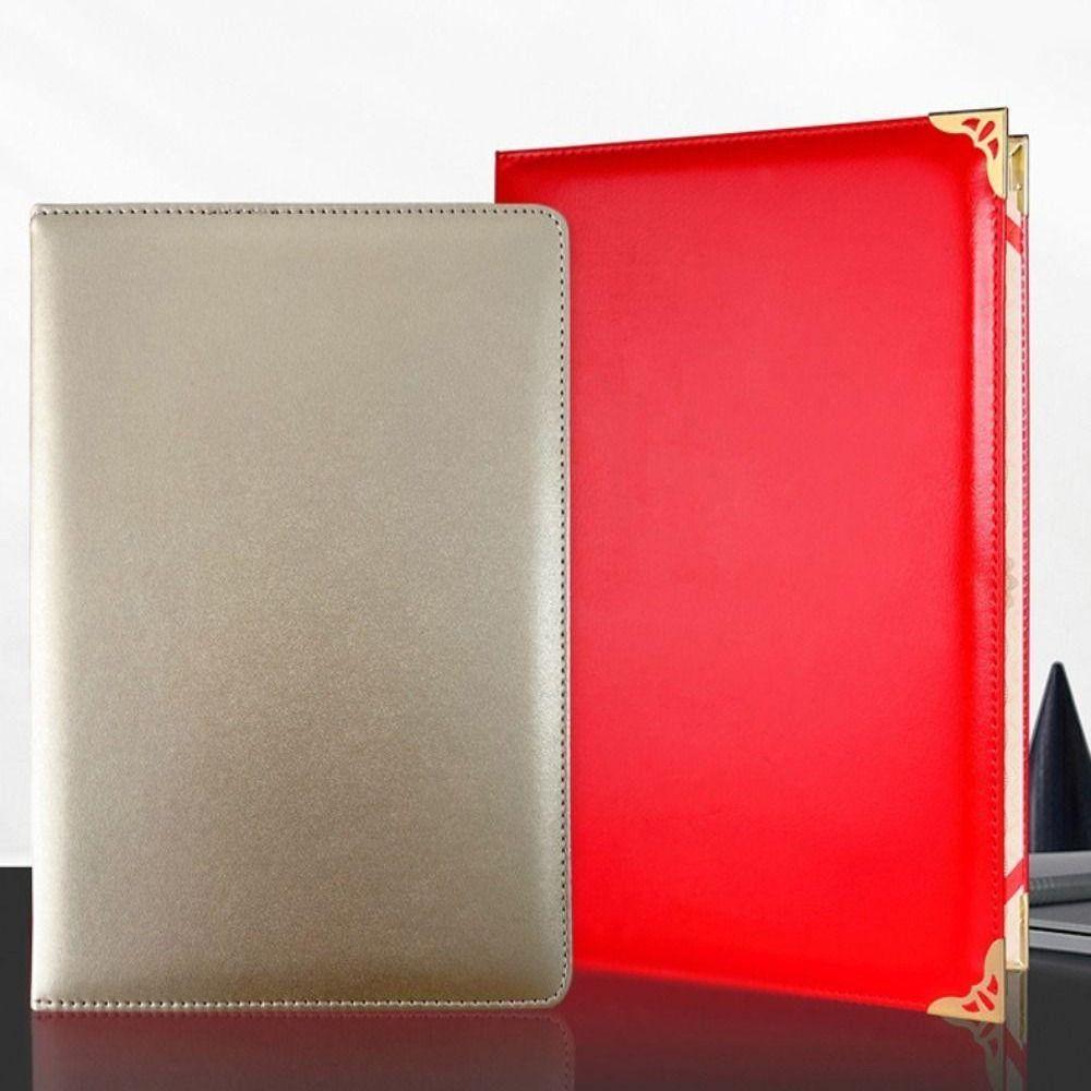 1Pcs Thicken Certificate Cover PU Leather File Page Folder A3 A4 Paper Hardcover Signing Contract