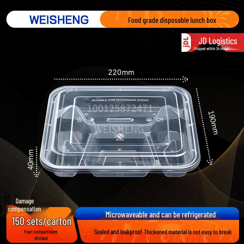 

WEISHENG Disposable Food Containers 150 Sets, 700ml