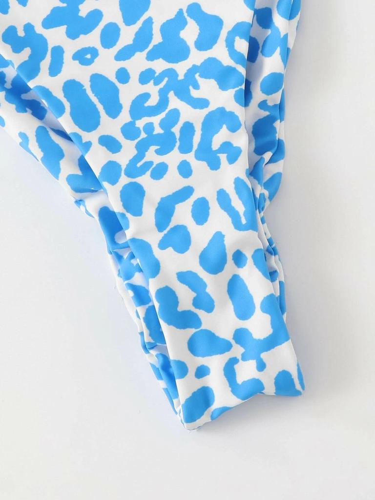 Bikini baddräkt i europeisk och amerikansk stil med hög midja och flerfärgat tryck