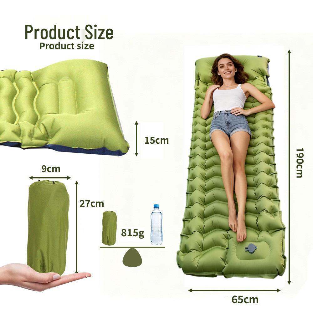 Outdoor TPU Self-Inflating Camping Mat with Built-In Foot Pump, Pillow, and Moisture Protection