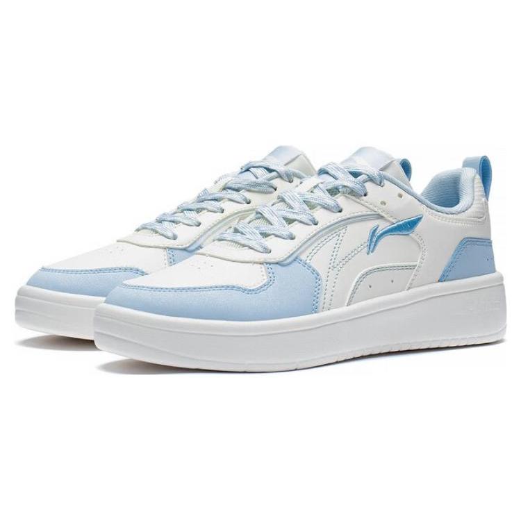 Li Ning Wheat Age Slip Resistant, Abrasion Resistant, Breathable Low top Skateboard Shoes Women's White Blue AGCT148-4