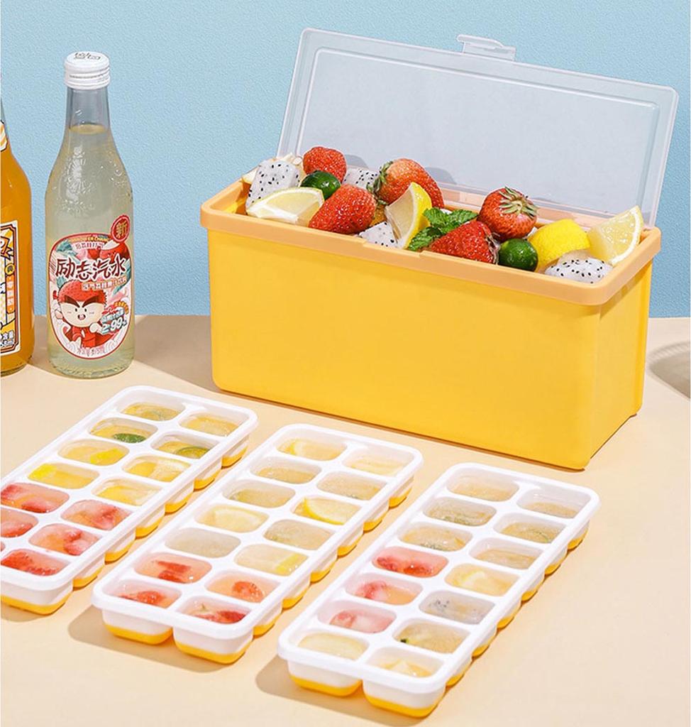 Portable Pull-out Ice Box Ice Cube Tray Maker Mold Multi-Layer 42 Grid Drawer Maker Summer Ice Freezer Container.