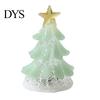 Clear Glass Tree with Gold Star Handmade Christmas Lighted Figurine, Mini Luminous Xmas Ornament for Office Desk Night Light, Art Tabletop Holiday