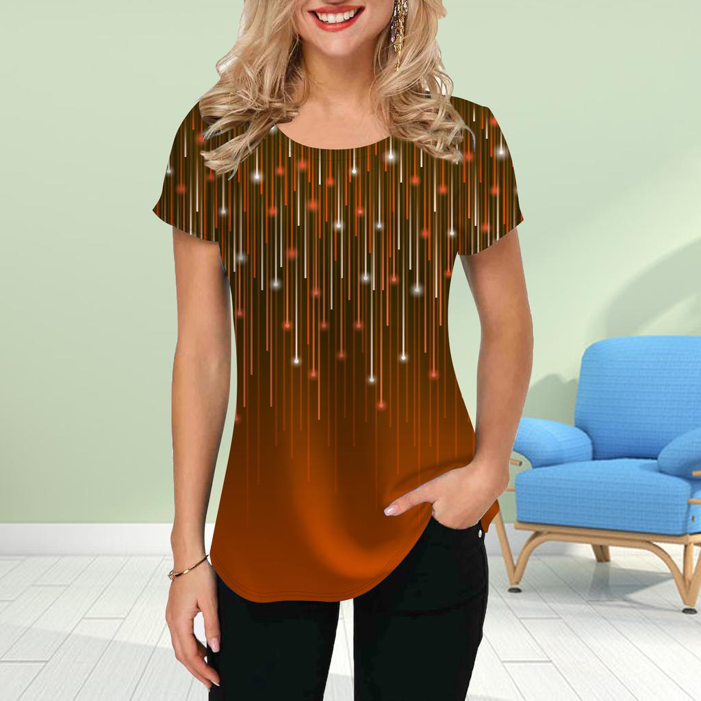 Mode Damen Meteor Print T-Shirt Lustiges Casual O-Ausschnitt Kurzarm T-Shirt Sommer Damen T-Shirt