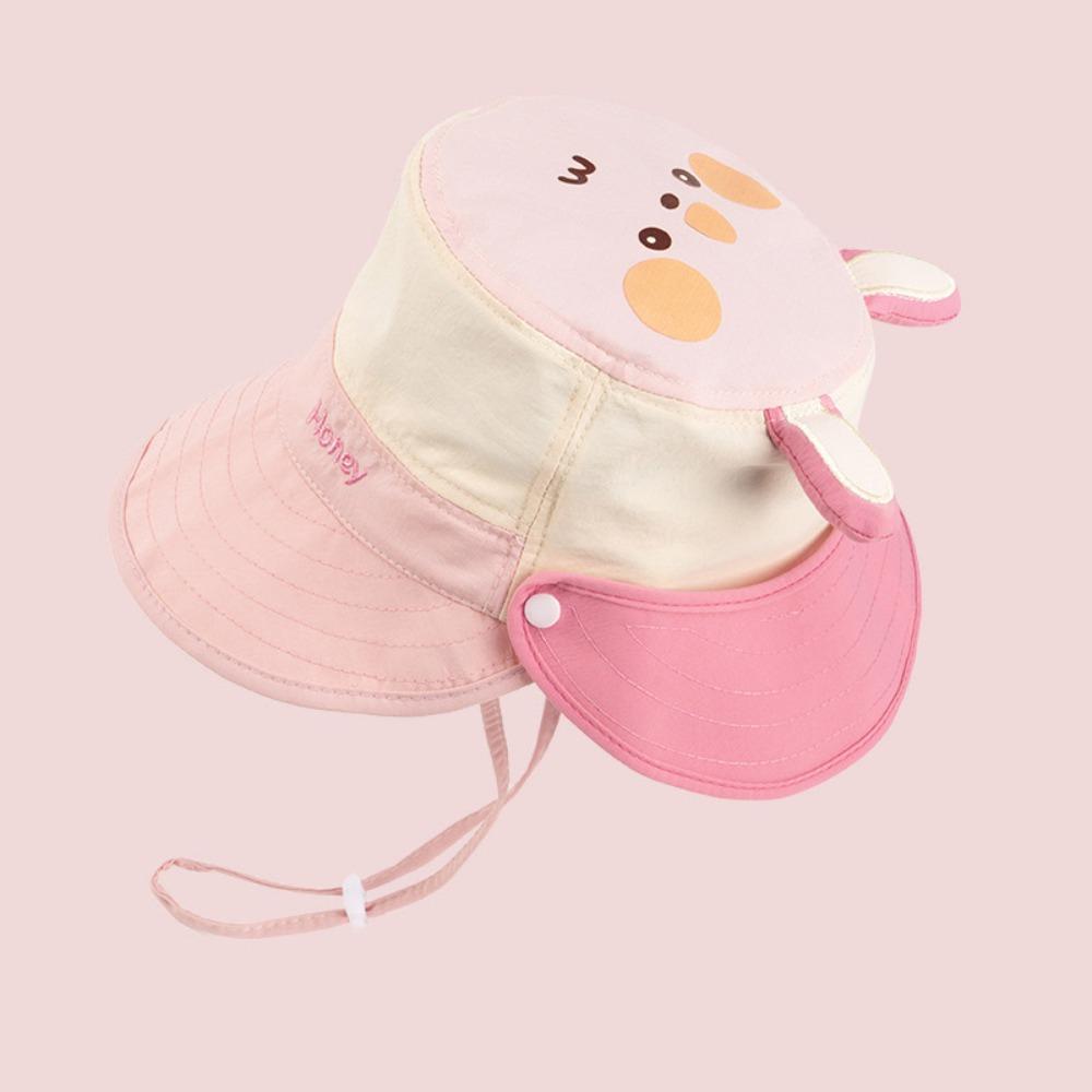 Letter Embroidery Cartoon Animal Bucket Hat Detachable Children's Fisherman Hat  Kid