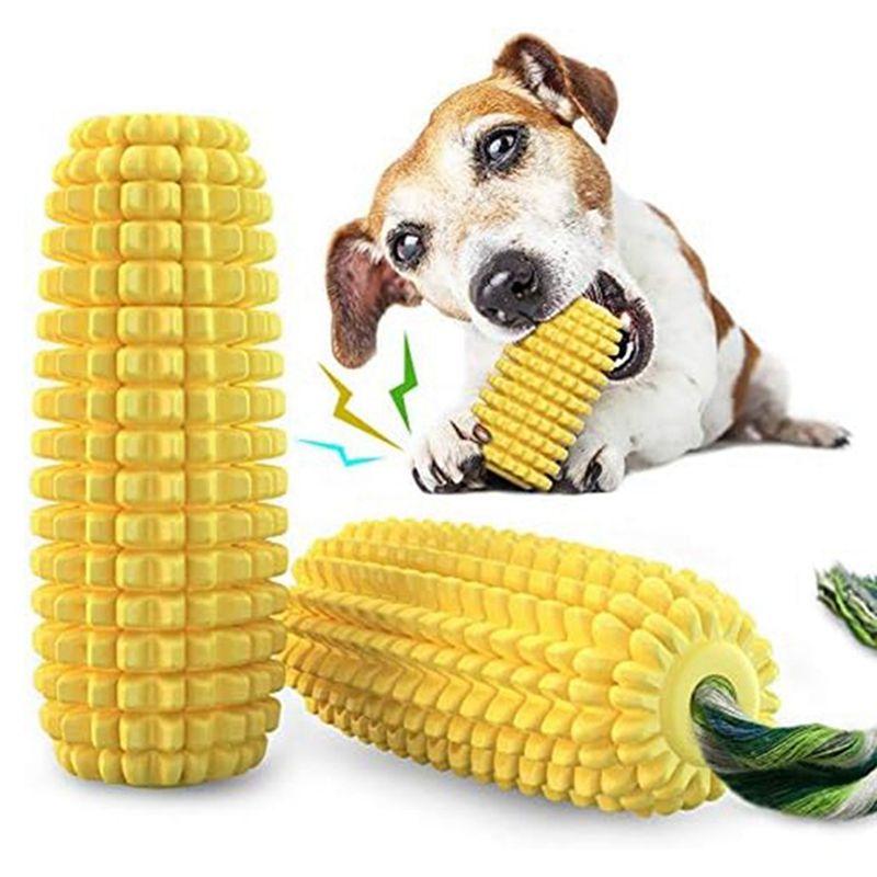 M-Modern-Dog Chew , Indestructible Tough Durable Squeaky Interactive Dog , Puppy Teeth Chew Corn Stick Yellow
