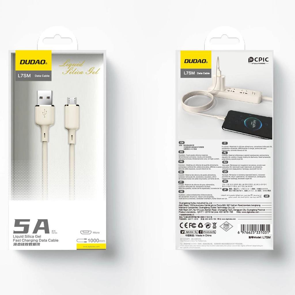 Kabel Dudao L7Sm Usb-A - Micro Usb 5A 1M - Beżowy