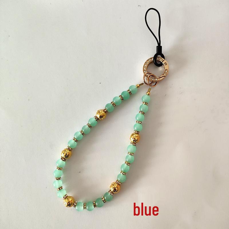 Crystal Glass Bead Phone Lanyard: Anti-Lost Fashion Accessory Keychain