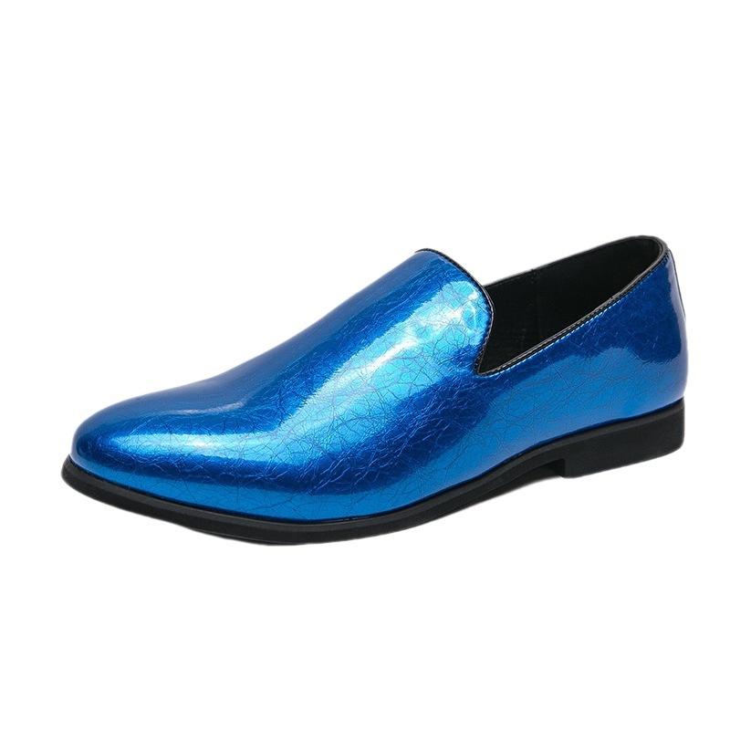 2025 New Gradual Change Color Patent Leather Glossy Leather Shoes Men's Youth Trend Foot Casual Leather Leathershoes