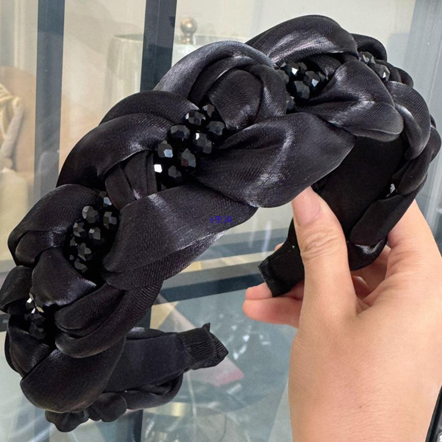 

Женская повязка на голову с широкими полями и высокой тульей - 2025 Модный стиль легкой роскоши чёрный