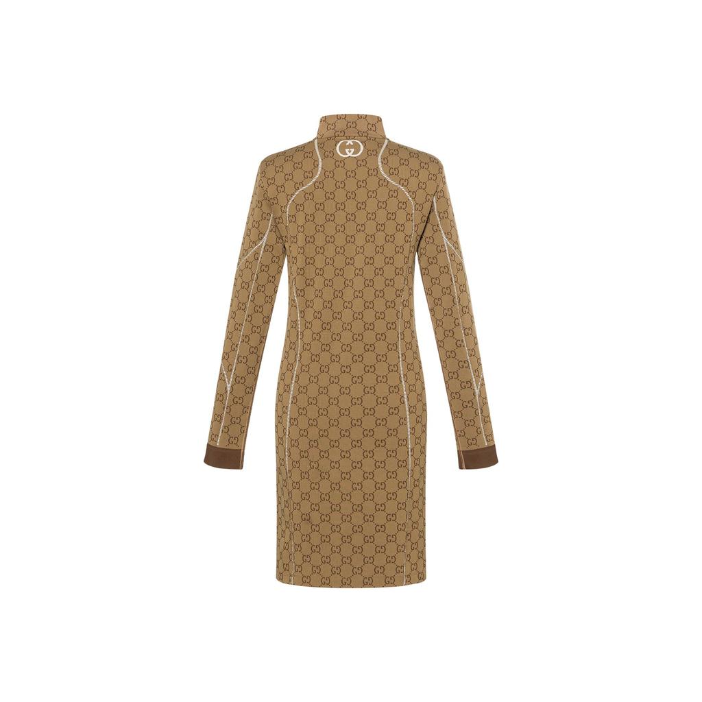GUCCI Gg Jersey Jacquard Dress 'Beige/Ebony' 715525-XJETY-9742
