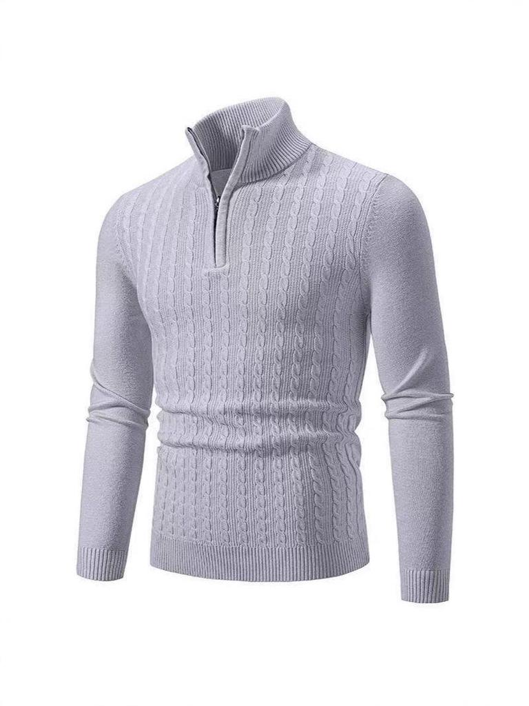 Męski sweter dzianinowy z zamkiem i półgolfem na wiosnę i jesień