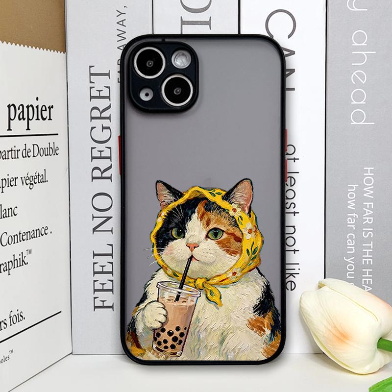 

Креативный чехол для телефона с принтом мультяшной пары кошек для iPhone 17 16 Pro Max 15 14 13 12 11 XS MAX X XR 7 8 14 Plus Жесткий чехол iPhone17 Pro Max