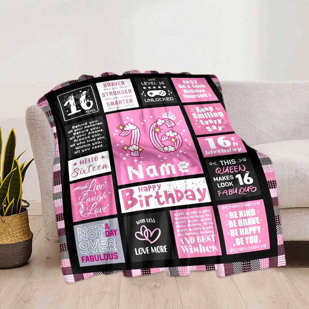Birthday Gift Personalized Name Blankets Soft Cozy Lightweight Allseason Multipurpose Blanket For Picnic Sofa Office Bed Living Room Suitable For