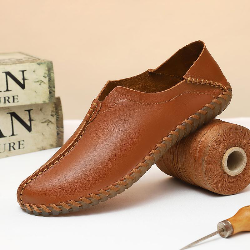 Handmade Genuine Leather Men Shoes Soft Casual Leather Shoes Men Loafers Comfortable Moccasins Men Flats Shoes