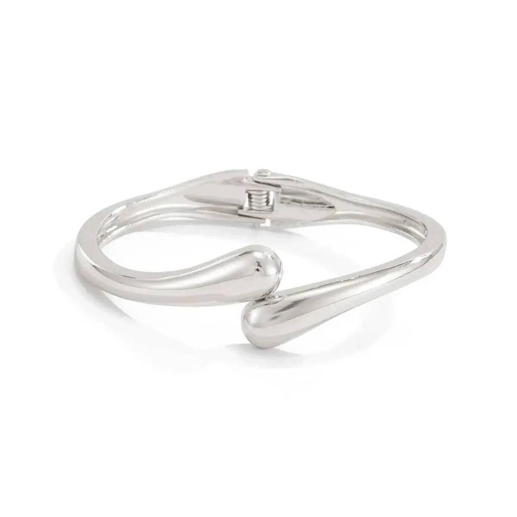 Salircon 3 Styles Vintage Hip Hop Glossy Water Drop Cuff Bangles for Women Punk Gold Color Geometric Spring Bracelet Men Jewelry