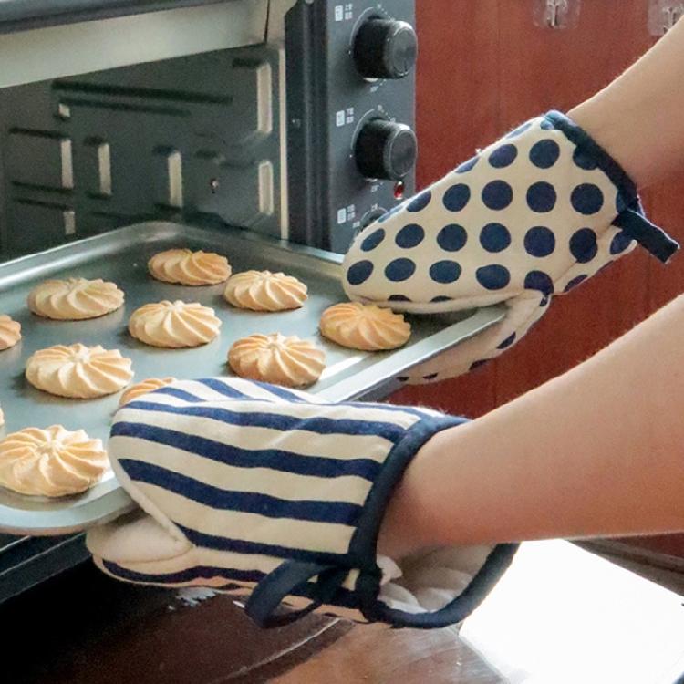 Schützende Küchenofenhandschuhe mit Punkte-Charm, Hitzebeständige und Rutschfeste Ofenhandschuhe zum Kochen und Backen