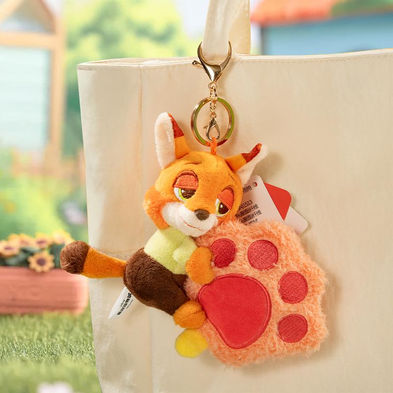 Disney Zootopia Judy Nick Plush Keychain Soft Carrot Claw Plush Animal Keychain Cartoon Fox Rabbit Bag Pendant Children's Fan Gift