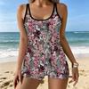 Women's Swimwear Tankini 2 Piece Swimsuit  Floral Hem Pattern Vacation Bathing Suits