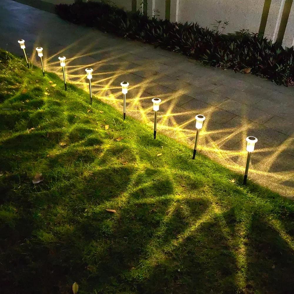 Solar Powered Stainless Steel Garden Lights Waterproof Outdoor Pathway Lighting Auto On/Off Landscape Yard Decor Solar Power