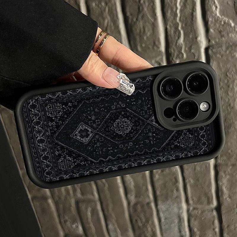 Wspaniałe Czarne Etui z Etnicznym Wzorem TPU na Telefon iPhone 17 Pro Max Etui iPhone Air 17E 16 15 14 13 12 11 XS X XR 7 8 Plus Pokrowiec
