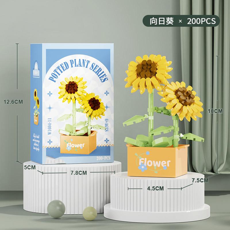 Flower Bouquet Mini Particle Building Blocks Flower Kit 3D DIY Creative Plants Micro Bricks for Home Decor Girl Gift Adults Kids