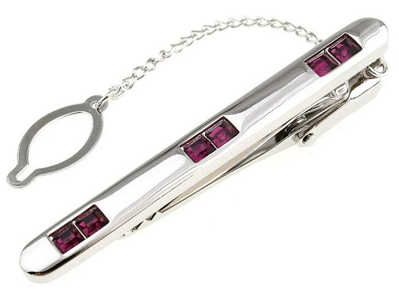 Men's Rhinestone Tie Clip and Cufflinks Set for Business Occasions