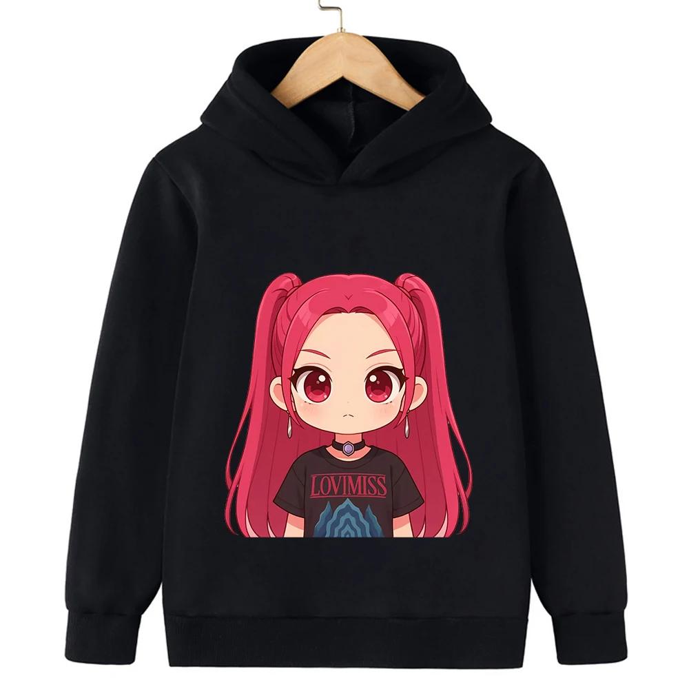 New KPop Demon Hunter Cartoon Print Girls Boys Long Sleeve Sweaters 2025 Children Korean Wave Fashion Casual Warm Loose Clothing